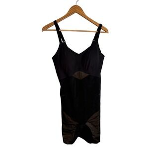 Honeylove Womens Mid-Thigh Bodysuit Shapewear XL Black Built In Bra Adjustable